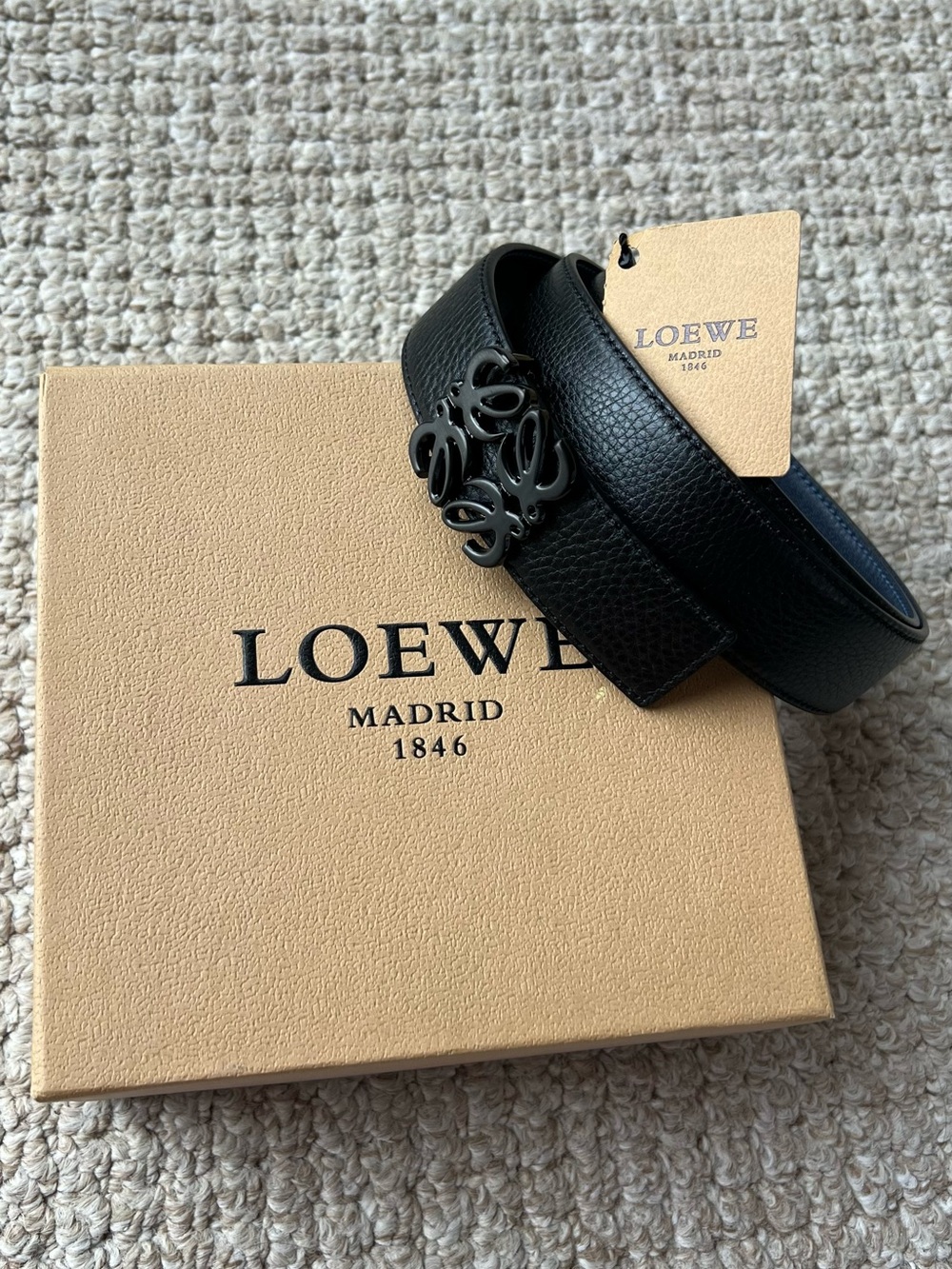 Loewe Black Anagram Leather Belt for Men